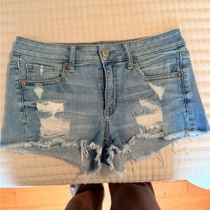 American Eagle Outfitters Light Wash Distressed Jean Shorts